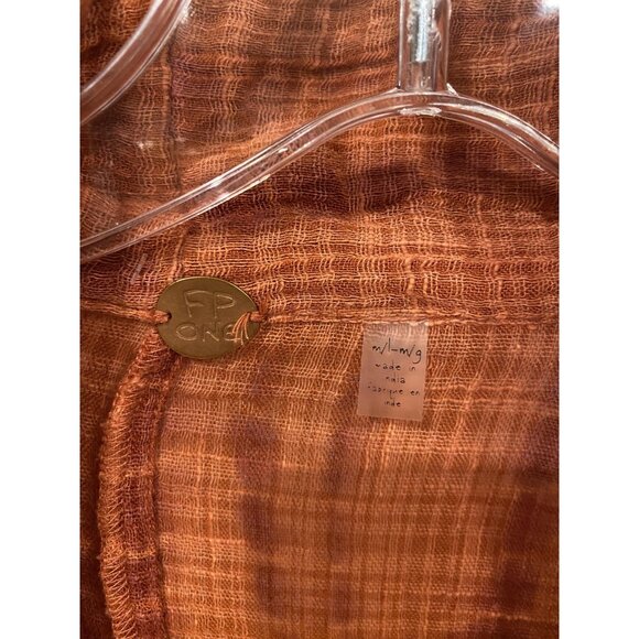 Free People FP One Sasha Cardigan Womens M/L Rust Orange Boho Gauze Belted Kimon - Picture 3 of 4